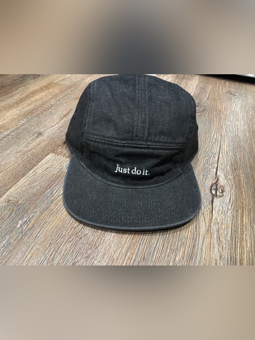 Nike Fly Just Do It Black Wash Denim Unstructured 5 Panel Cap IB2345 010 Sz M/L